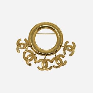 Pre-owned CHANEL 90's CC Charm Brooch Pin Gold